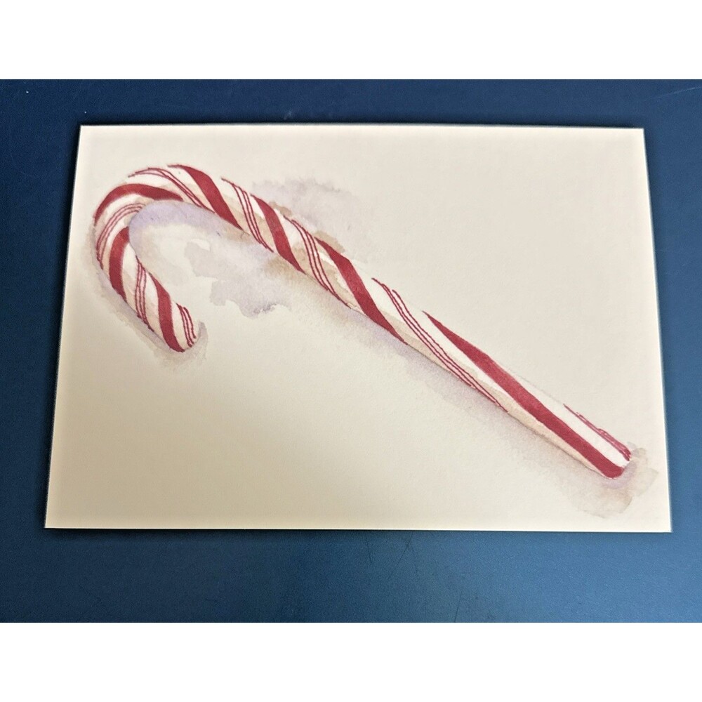Oddballs Vintage Watercolor Greeted Christmas Card Box Of 10 Candy Cane